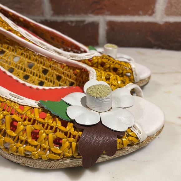 Poetic License Raffia Woven Heels Pear Art Artsy Statement Shoes - Adorable! - Picture 9 of 10